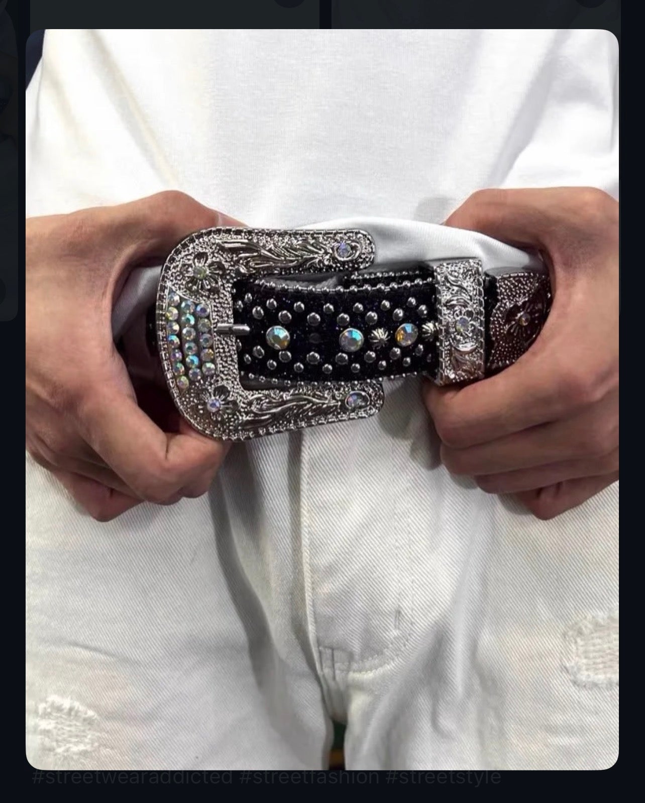 European & American Drip Rhinestone Hip-Hop Belt