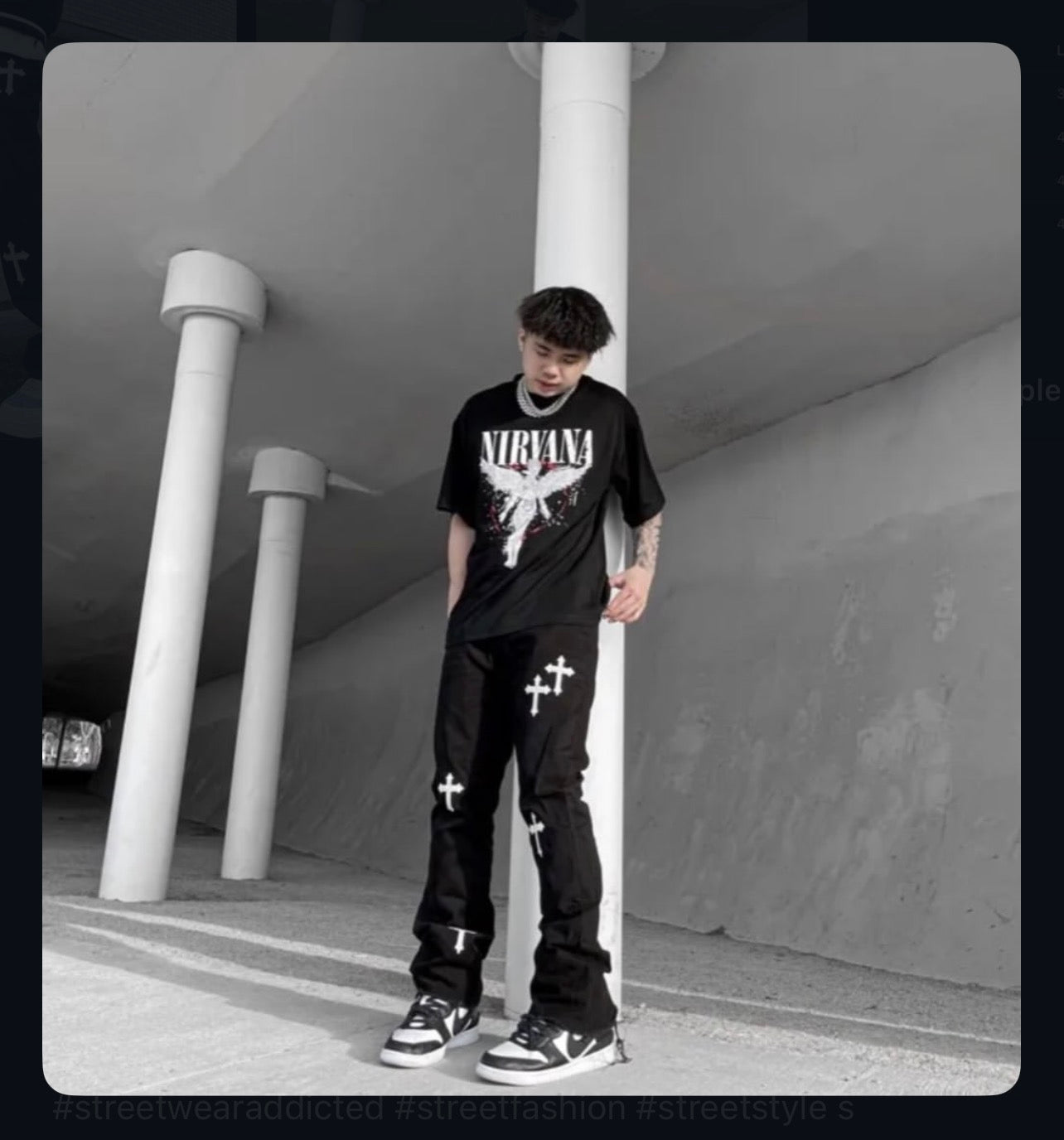 Cross Distressed Denim Pants