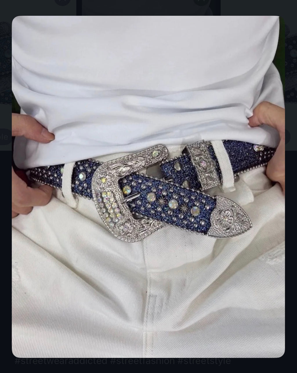 European & American Drip Rhinestone Hip-Hop Belt