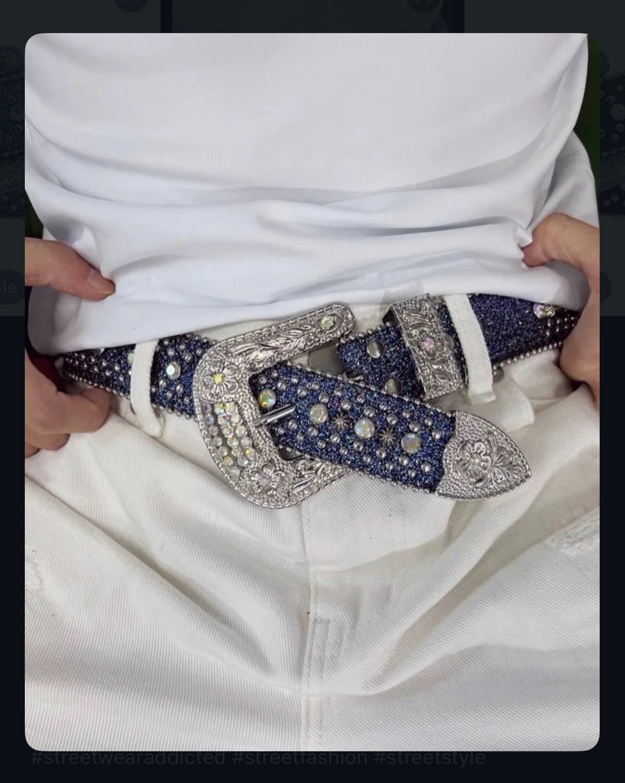 European & American Drip Rhinestone Hip-Hop Belt