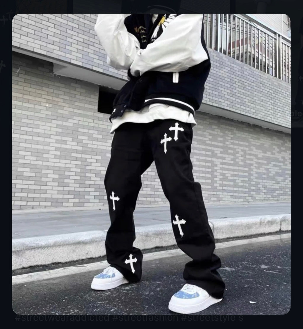 Cross Distressed Denim Pants