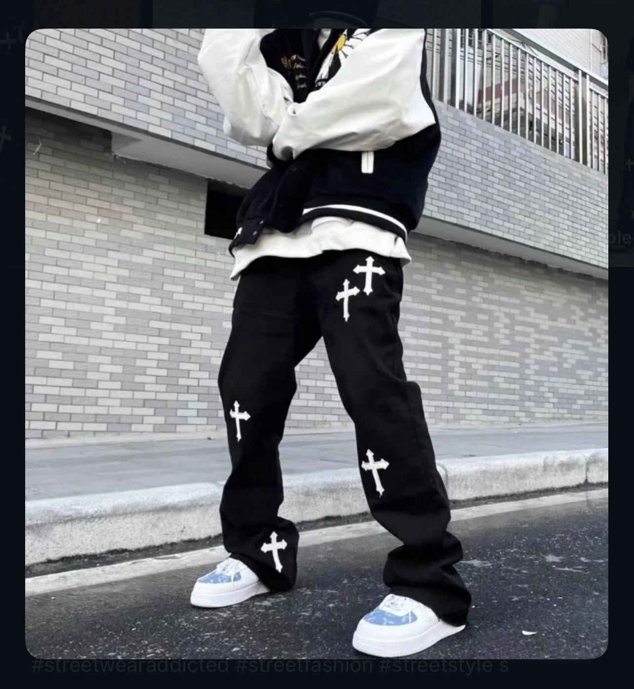 Cross Distressed Denim Pants