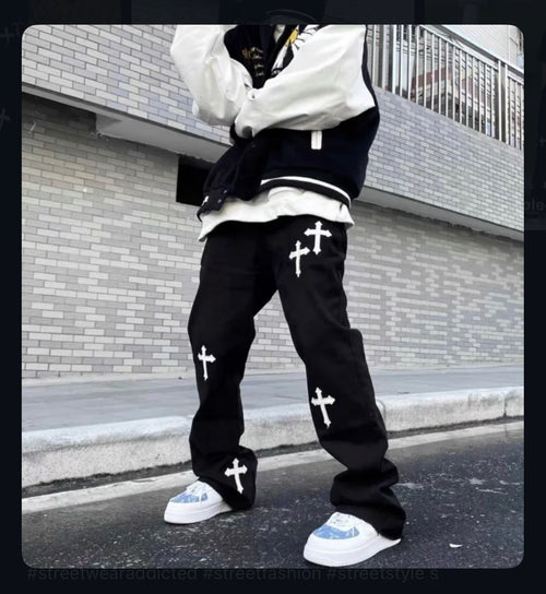 Cross Distressed Denim Pants