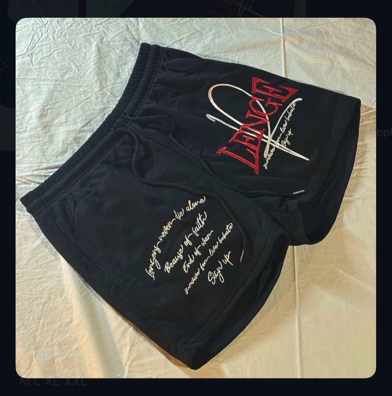SUPEEON American-Style Embroidered Letter Shorts (FOG Fabric)