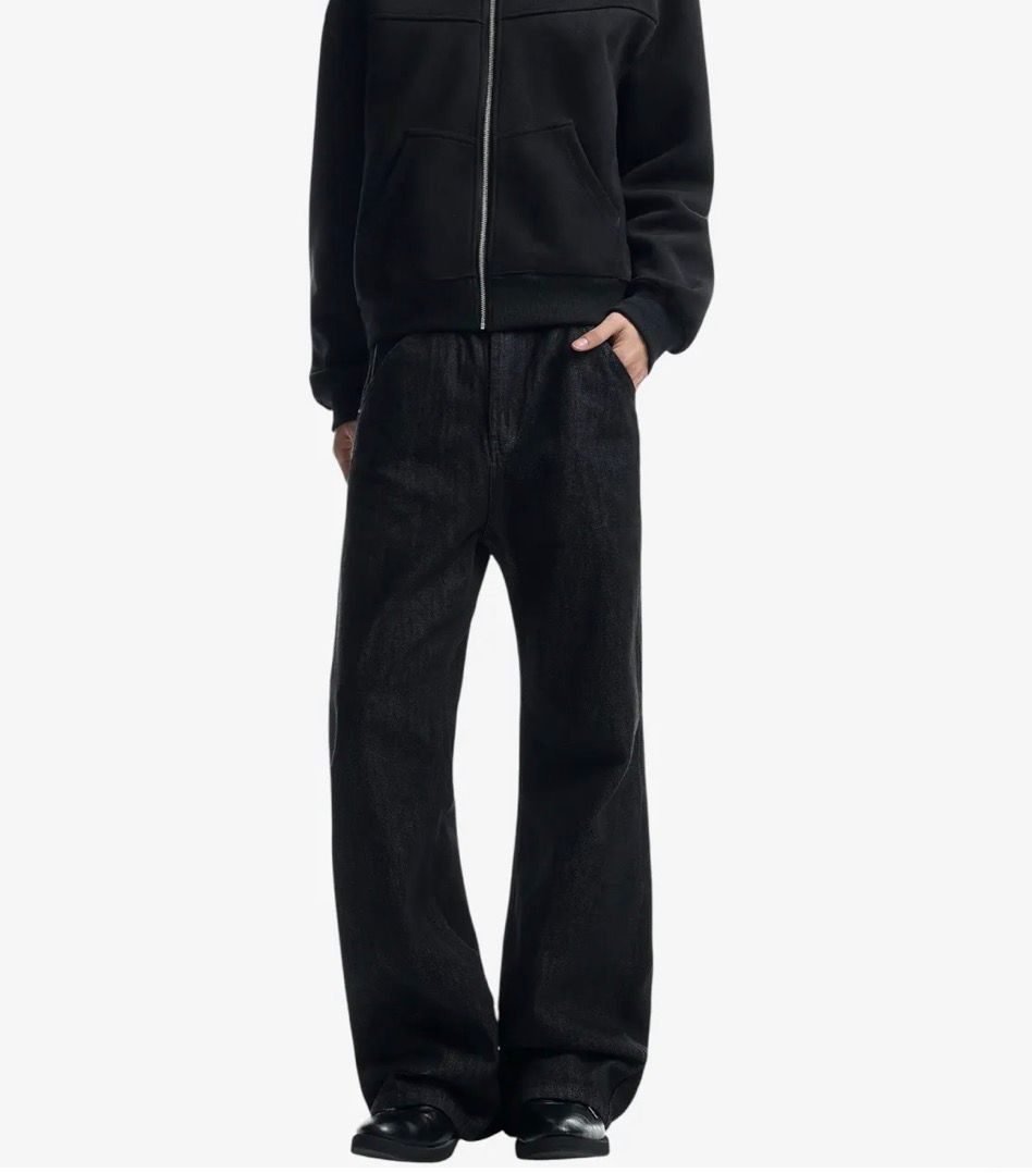 Baggy Jeans (Black w Embordered Pockets)