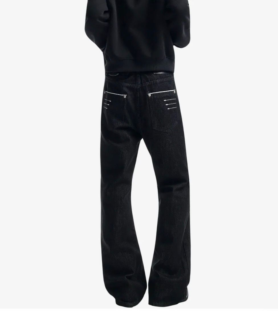 Baggy Jeans (Black w Embordered Pockets)