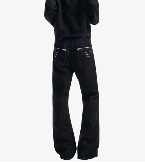 Baggy Jeans (Black w Embordered Pockets)